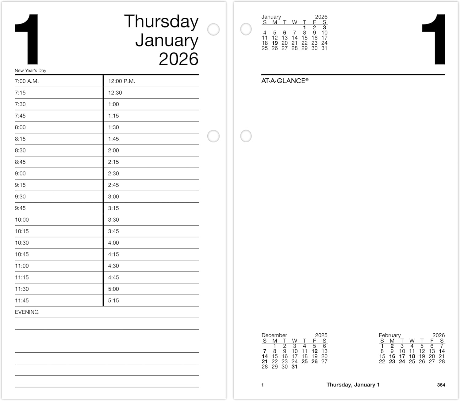 AT-A-GLANCE 2026 Desk Calendar Refill, Daily, 4-1/2" x 8", Large, Loose-Leaf (E2105026) 2026 New Edition 4-1/2" x 8"