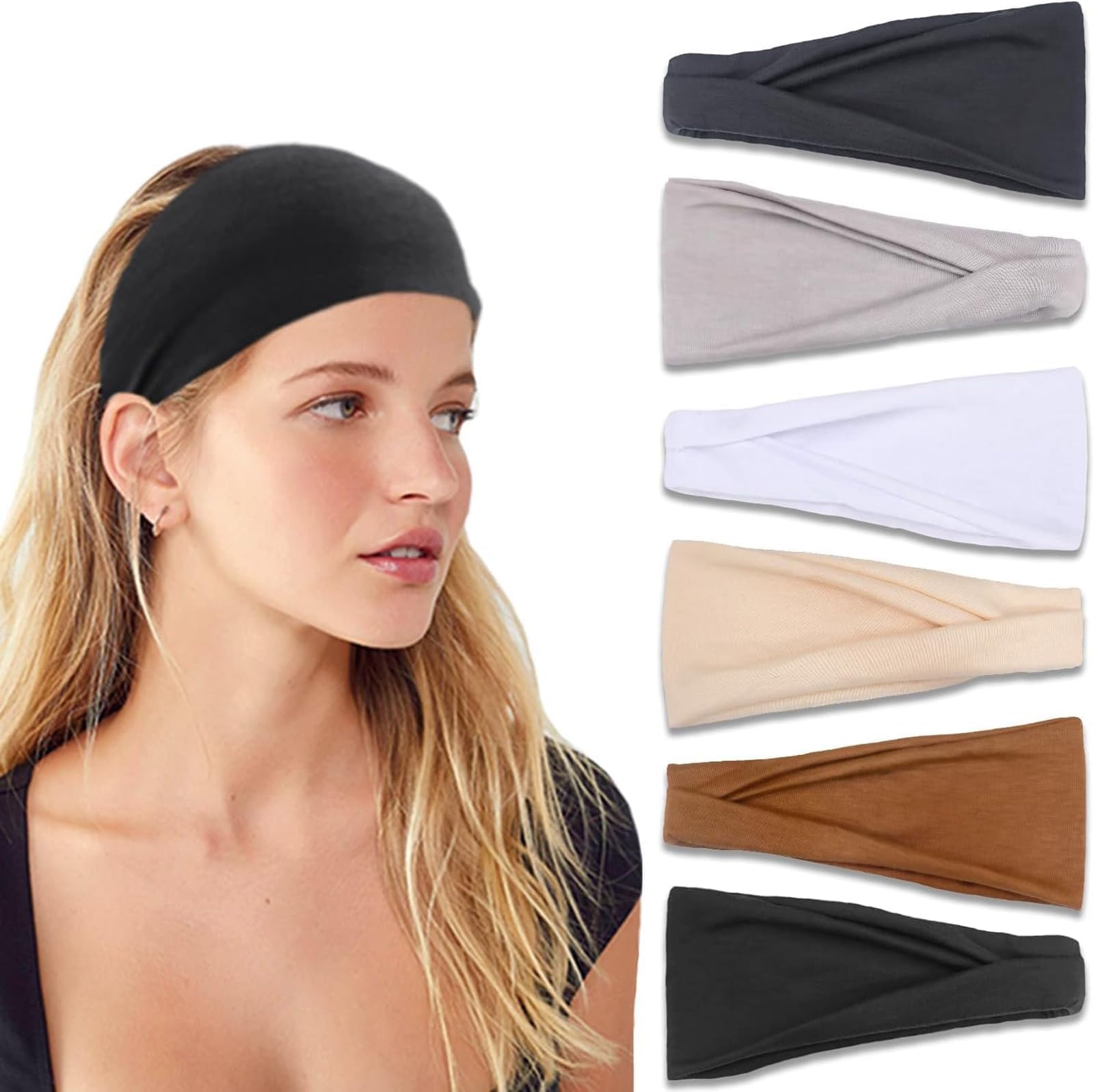 AquaFalcon Headbands for Women, Non-Slip, Premium Stretchy Head Bands Hair Accessories,Wear for Yoga, Fashion, Working Out, Travel or Running, 6 Pack, Boho