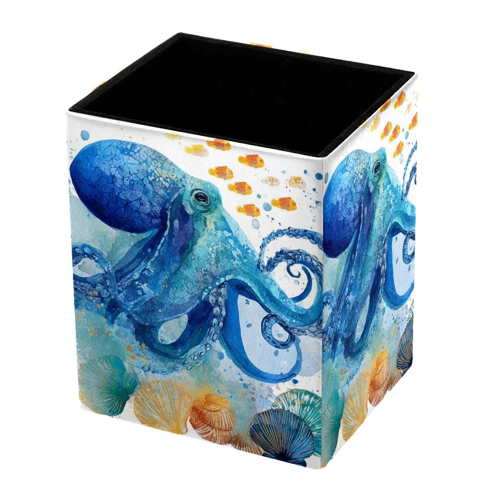 VAPOKF Pencil Holders for Desk, Octopus Printed Pen Holders Pen Pot Makeup Brushes Storage Desktop Stationery Supplies Organiser for Home Office