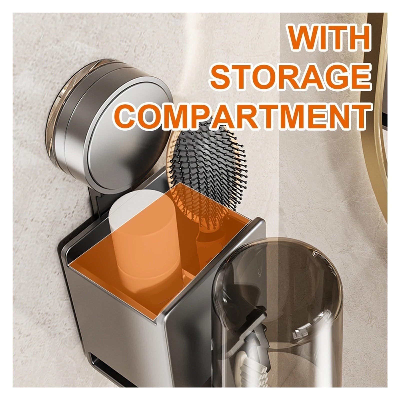 Uchwyt szczotki do zębów z kubkiem ssącym Easy-Mount Bathroom Organizer