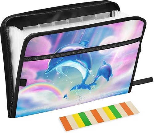 pnyoin Carpeta de archivos expansible, 13 bolsillos de acordeón, organizador de documentos con etiquetas de color, cierre de cremallera impermeable