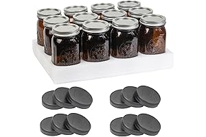 12 Pack 32 oz Amber Mason Jars: Perfect for Canning and Storage
