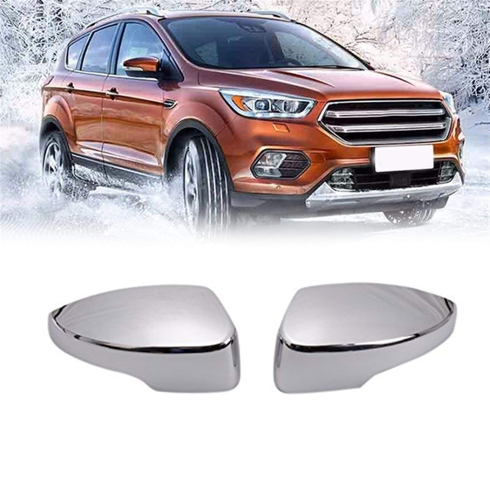 Osłony lusterek bocznych, osłona zewnętrzna lusterka wstecznego, do Forda, Escape, Kuga, 2013-2019, chrom, 2 szt