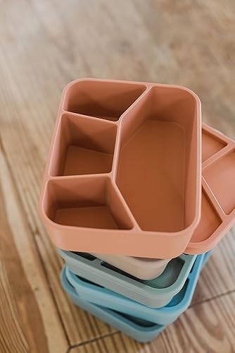 Miniatura 4 de Spoondrift Caja de almuerzo de silicona a prueba de fugas respetuosa del medio ambiente, para niños y adultos, 4 compartimentos (terracota)