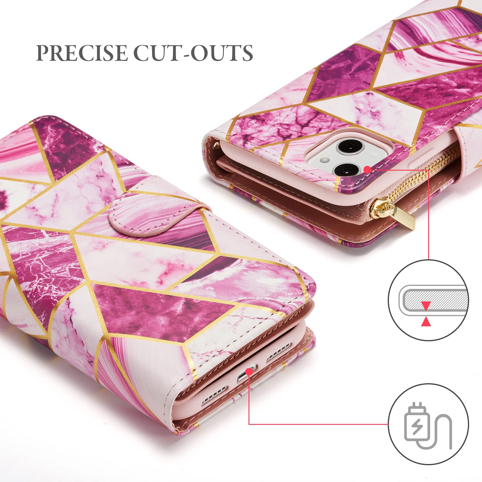 UEEBAI Custodia a portafoglio per iPhone 15 Pro, custodia in