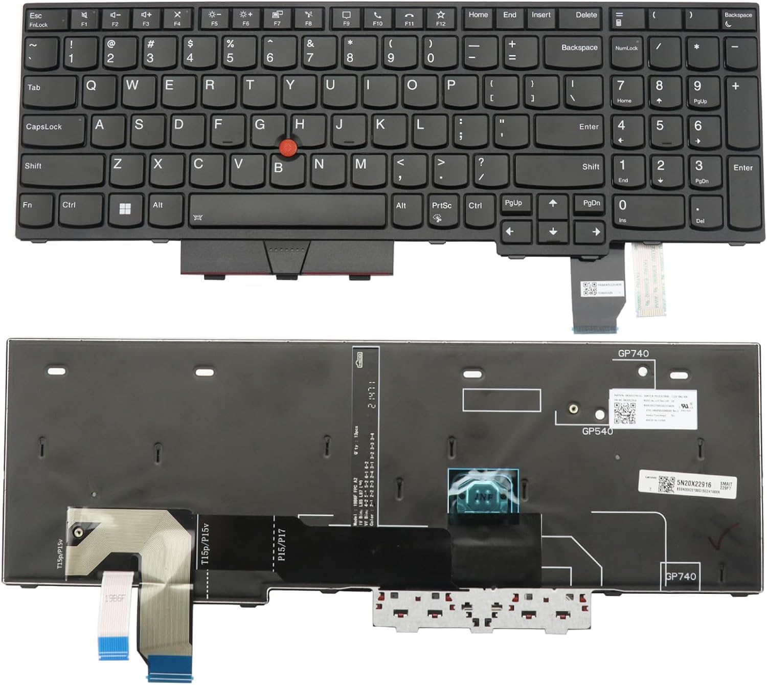 Shiatsu Laptop Keyboard Compatible for Lenovo ThinkPad T15p Gen 1