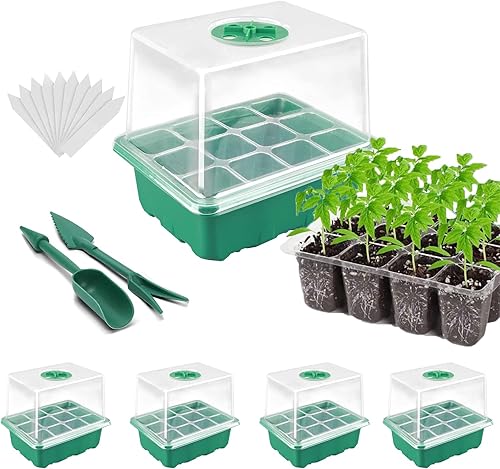 BCISIWOS Bandeja de inicio de semillas, kit de inicio de semillas de 60 celdas, bandejas de inicio de plántulas, kit de germinación reutilizable y