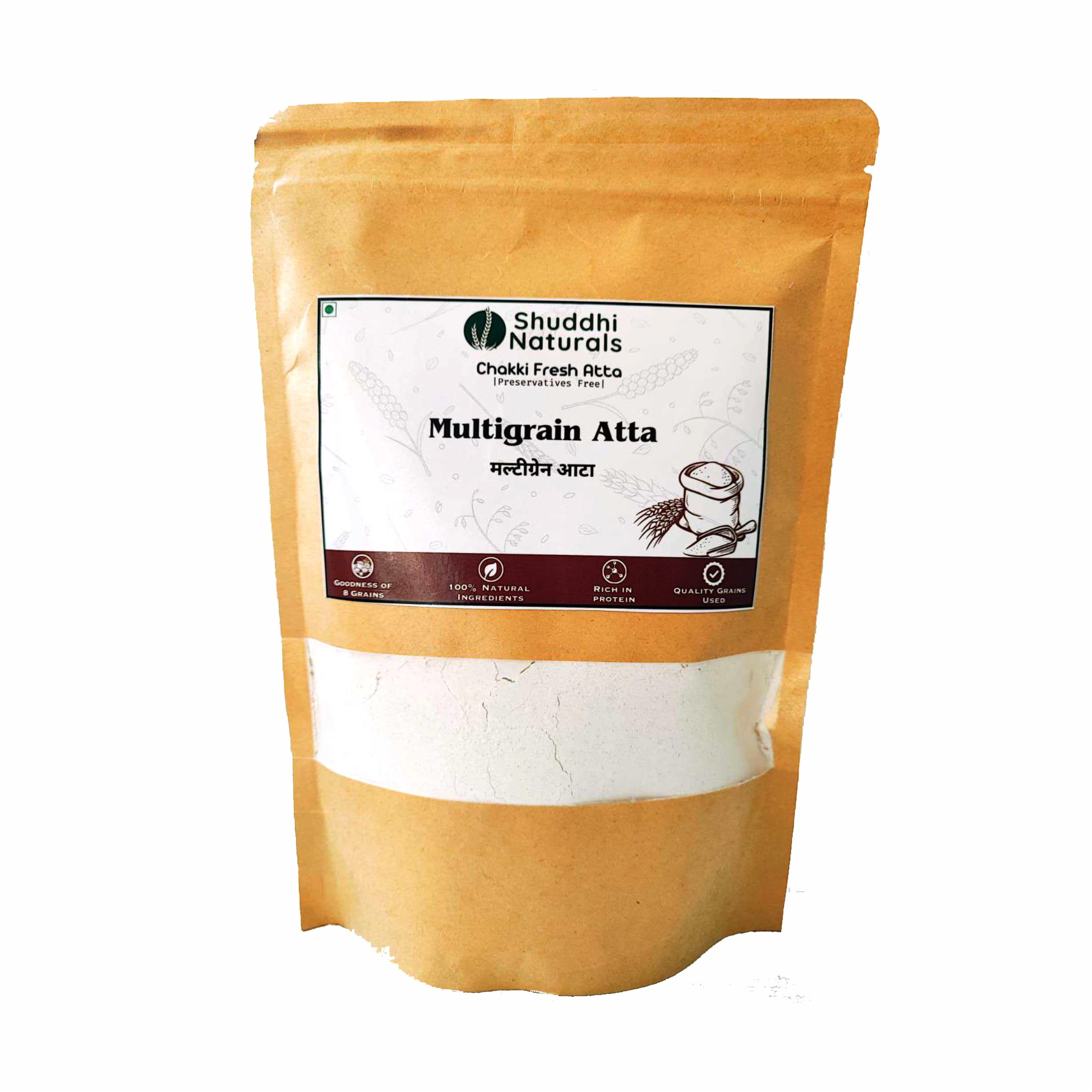 SHUDDHI NATURALS 5 Kg Multigrain Atta | Rich in protein | Freshly grounded | Additives/Preservatives free | Wheat, Ragi, Jowar, Bajra, Soyabean, Chana Dal, Jau/Barley, Oats. | (B0CQPG76JK) Amazon Price History, Amazon Price Tracker