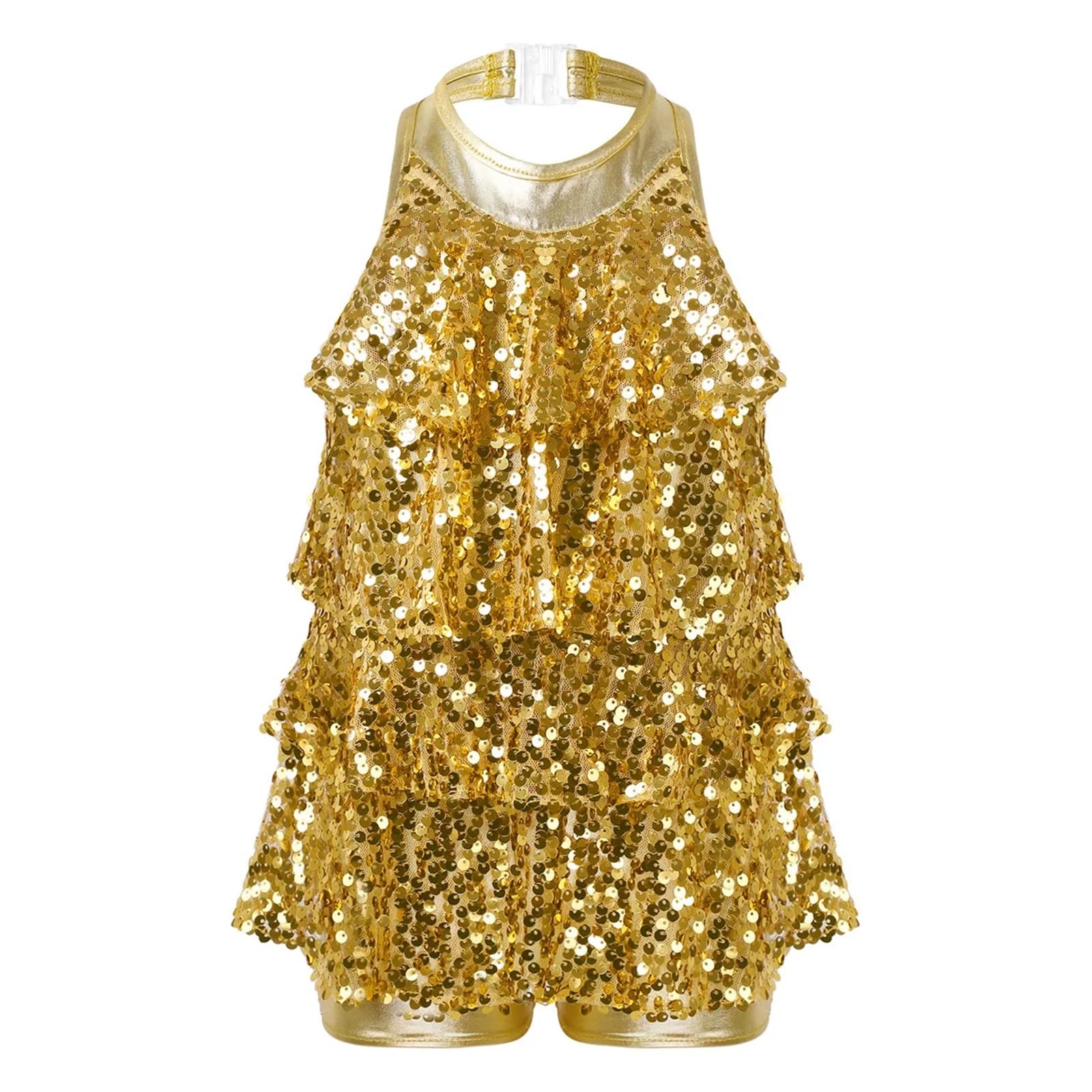 Tuta Da Danza Con Paillettes Per Bambina - Bodysuit Brillante Per Jazz, Latino E Danza Moderna - Foto 10