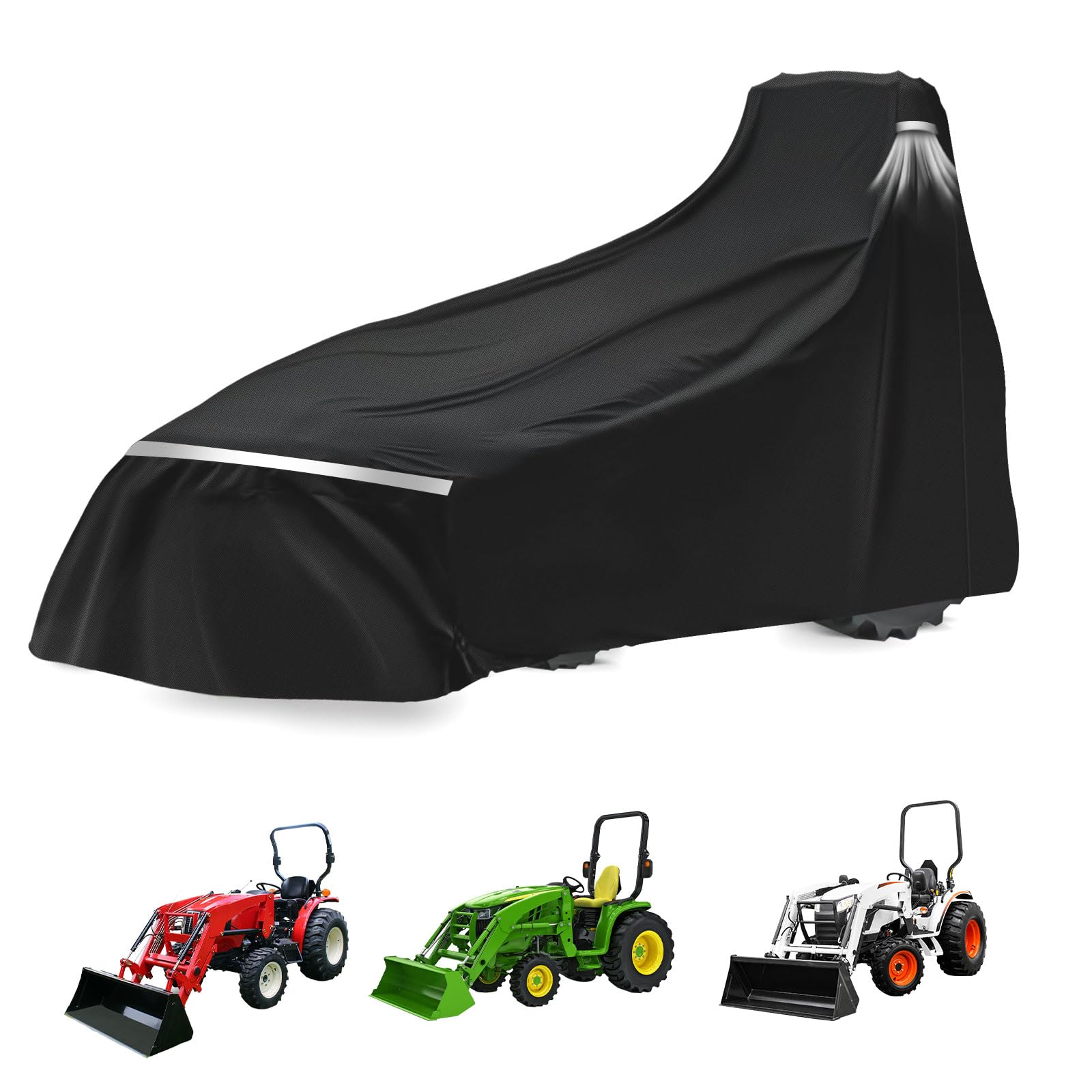 Waterproof Full Tractors Cover Replace for John Deere 1,2,3 Series 1025R 2320 2720 3520, Kubota and Mahindra Without Backhoe, 600D Oxford Cloth Tractors Cover for Snow Rain Dust Protection