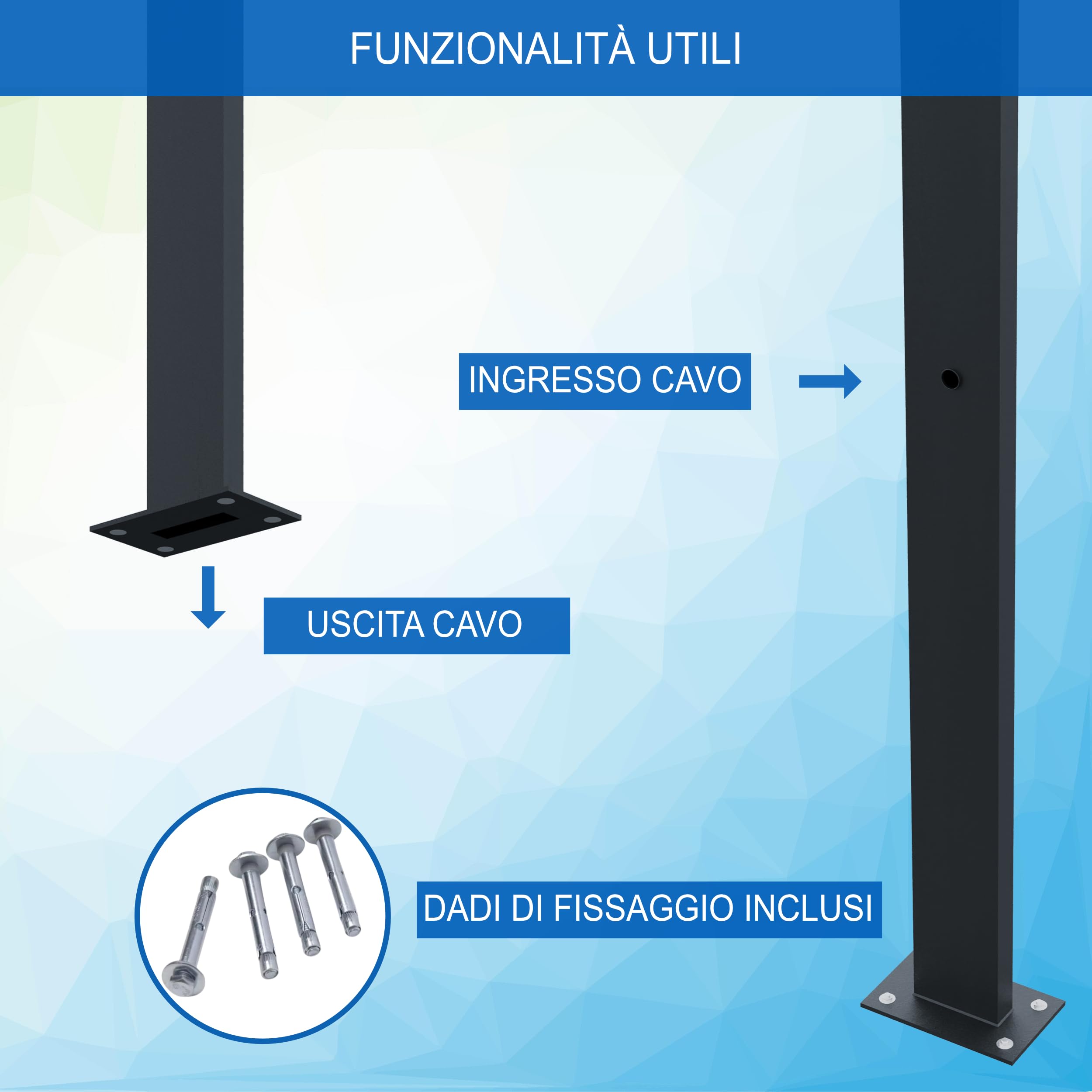 Wallbox Base • Colonna di supporto resistente alle intemperie, aste in acciaio laminato a freddo con verniciatura a polvere • Supporto universale Wallbox per stazioni di ricarica per auto