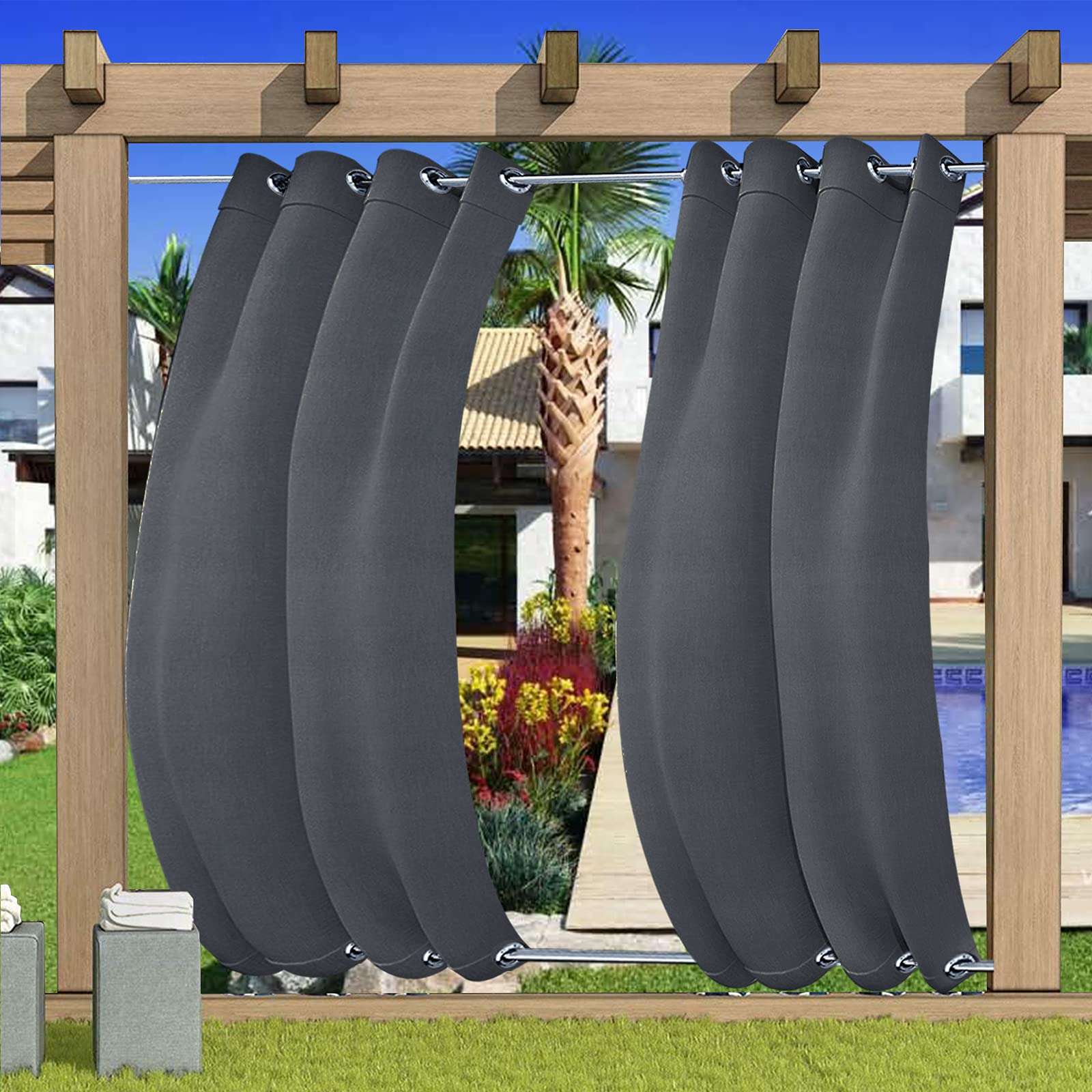 Tende antivento per esterni, con tendaggi resistenti all'acqua, per patio, gazebo da giardino (grigio profondo, 150 x 200 cm)