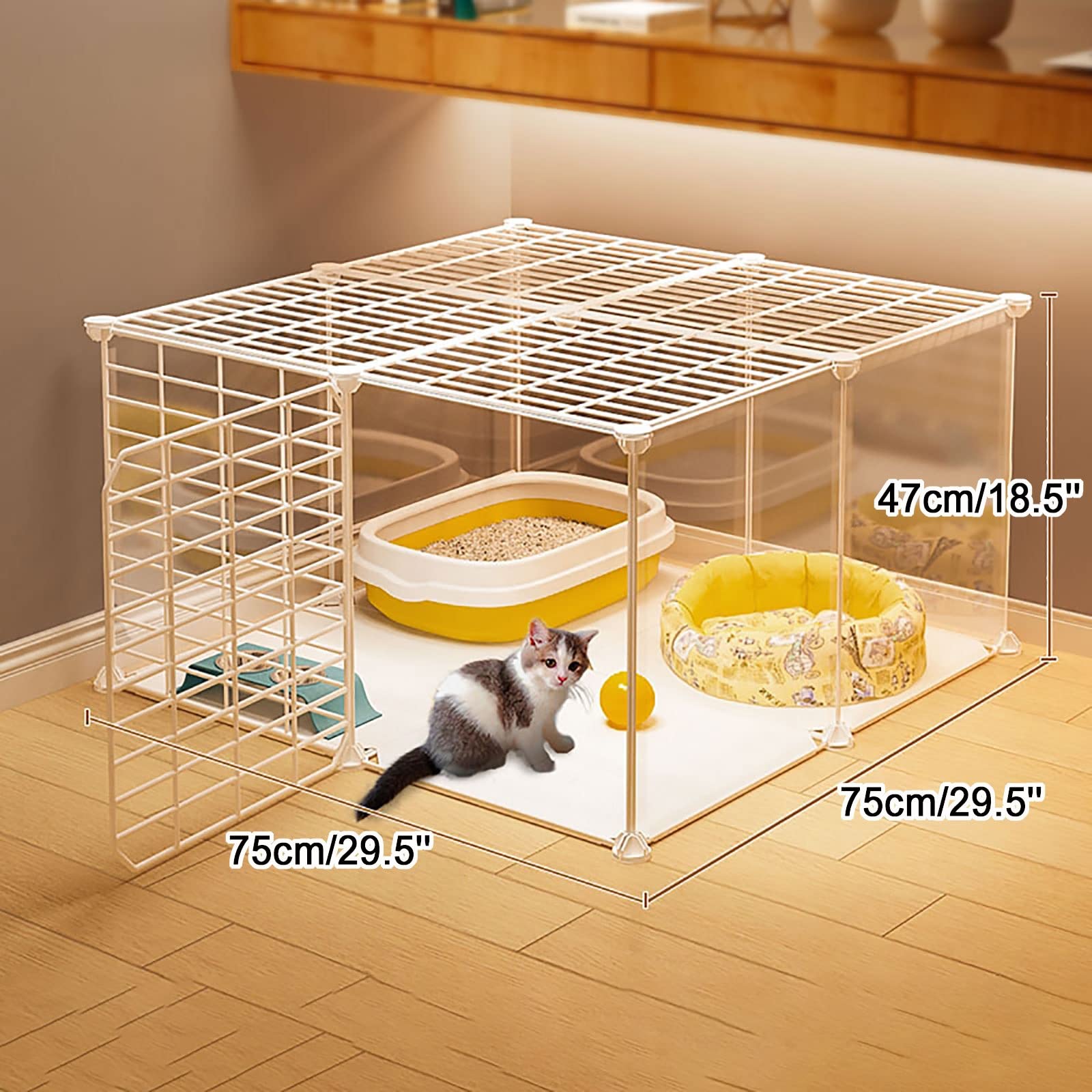 Gabbia per Gatti da Interno - Gabbia per Gatti Gabbia per Gatti Staccabile in Metallo Gabbia per Piccoli Animali Design Fai da Te Box per Gattini Recinti per Gatti all'aperto - per Conigli d