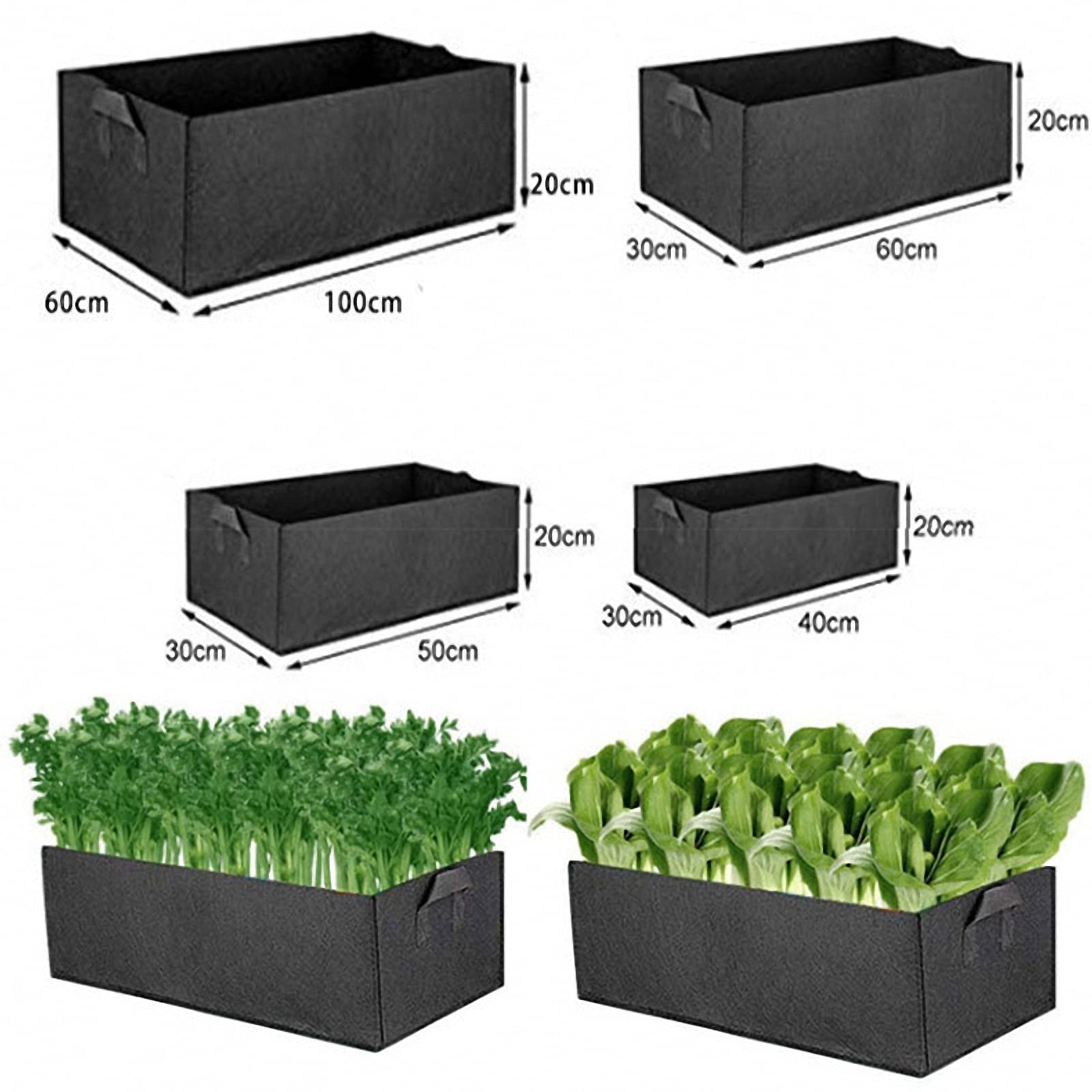 Bolsa Cuadrada para Plantar Flores de Vegetales, Bolsa de plántulas de Vegetales de Fieltro, Bolsa de Cultivo de Plantas no Tejidas engrosadas,Green,120*60*30cm