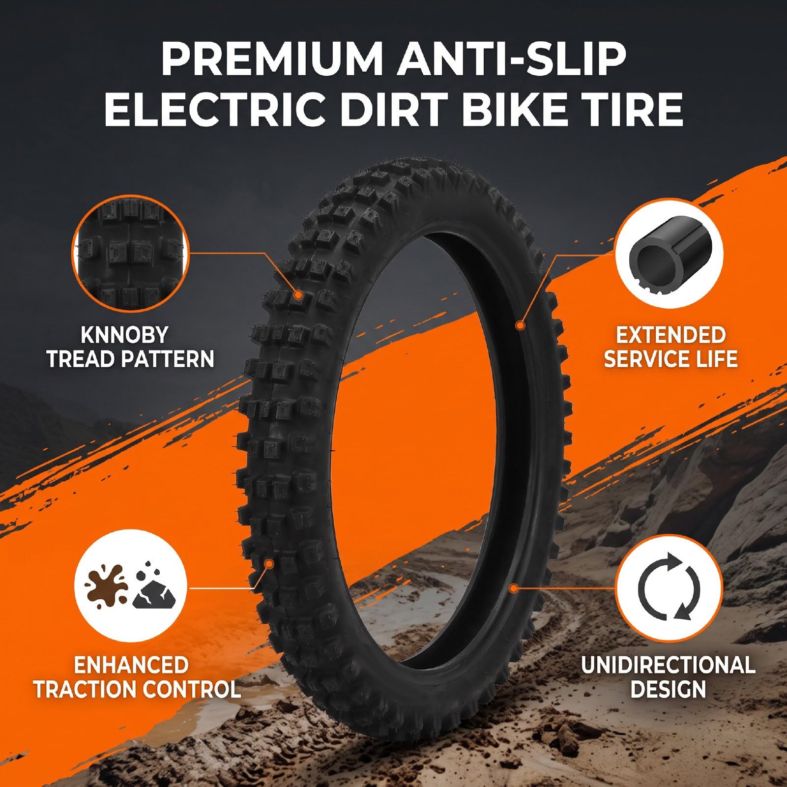 Luocute Pneumatico da Moto 70/100-19, Off-Road per Motociclette da