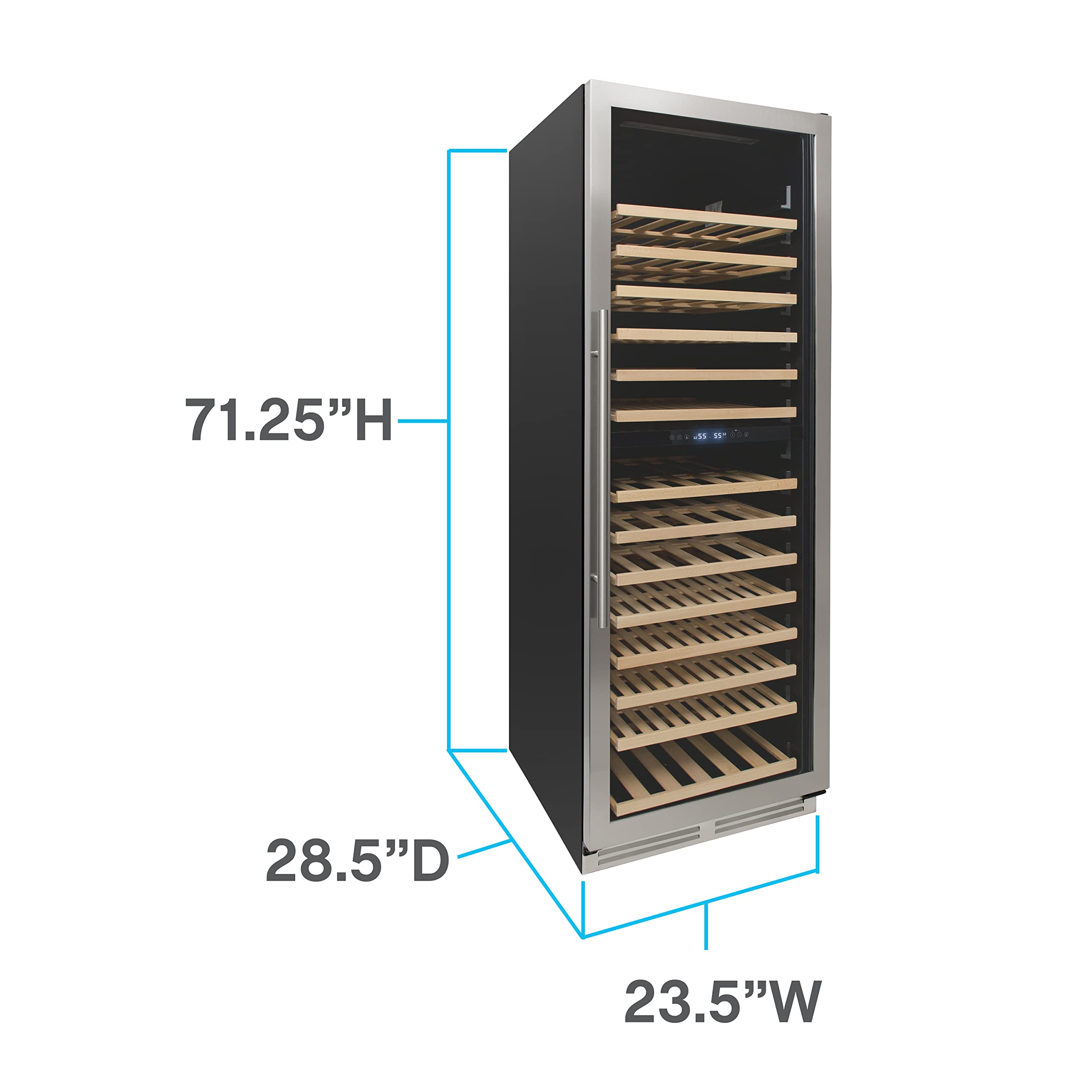 Avanti 163 Bottle Designer Series Dual-Zone Wine Cooler, In Stainless Steel (Wcd165dz3s) on Fridge.com - View 2