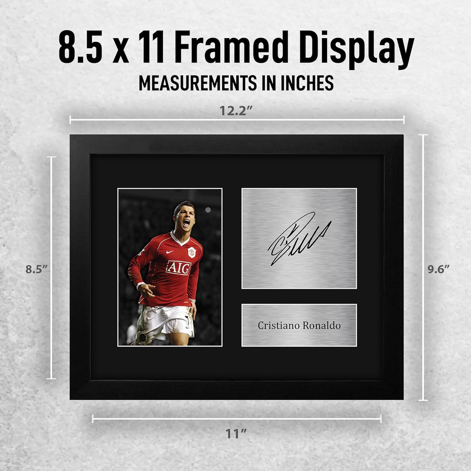 HWC Trading Cristiano Ronaldo Framed Gifts Printed Signed Autograph Picture for Soccer Fans and Supporters - US Letter Size
