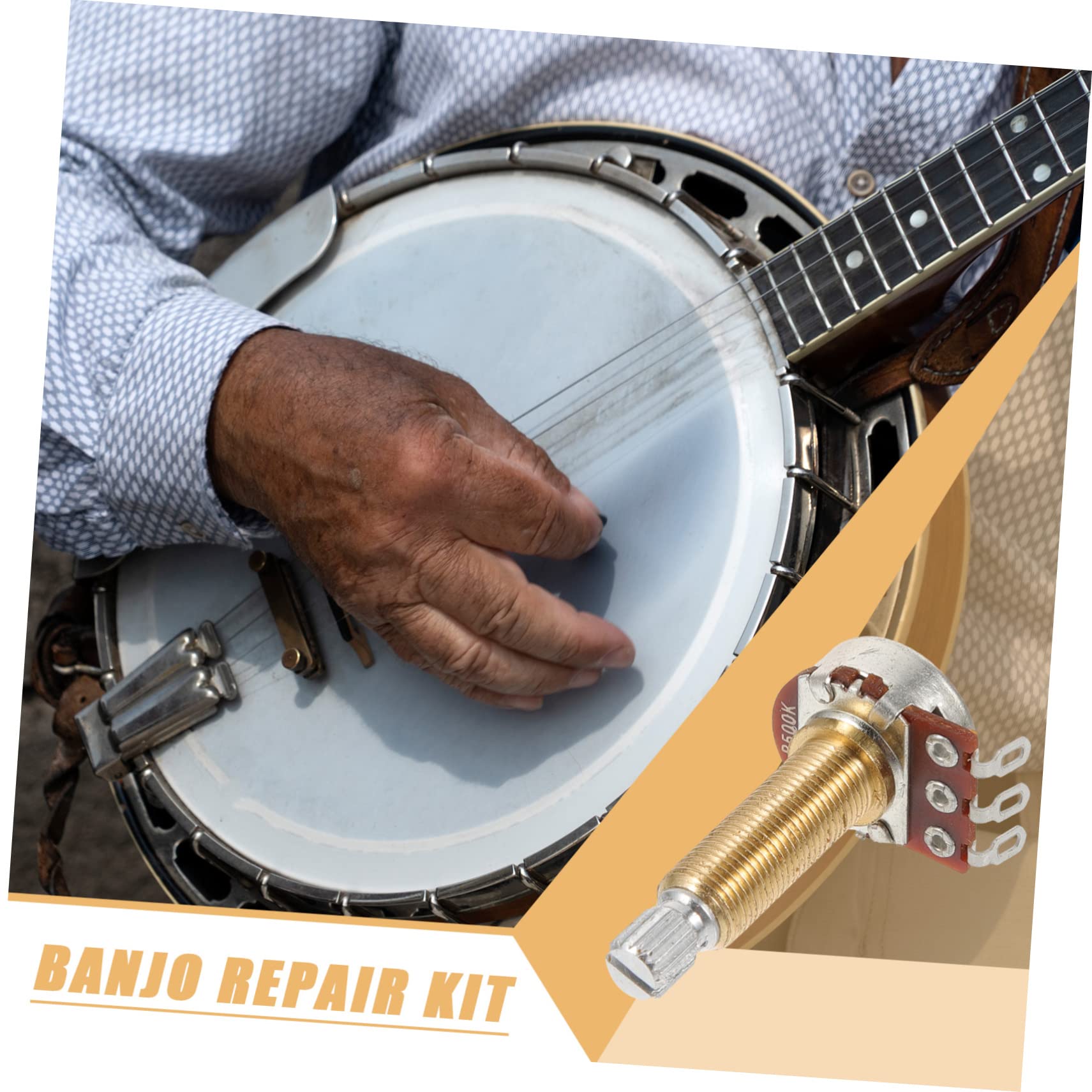 SUPVOX Banjo Potentiometer Bk Long Shaft Audio Taper Replacement Part for Volume and Tone Control Durable Easy to Install and Corrosive Banjo Accessory