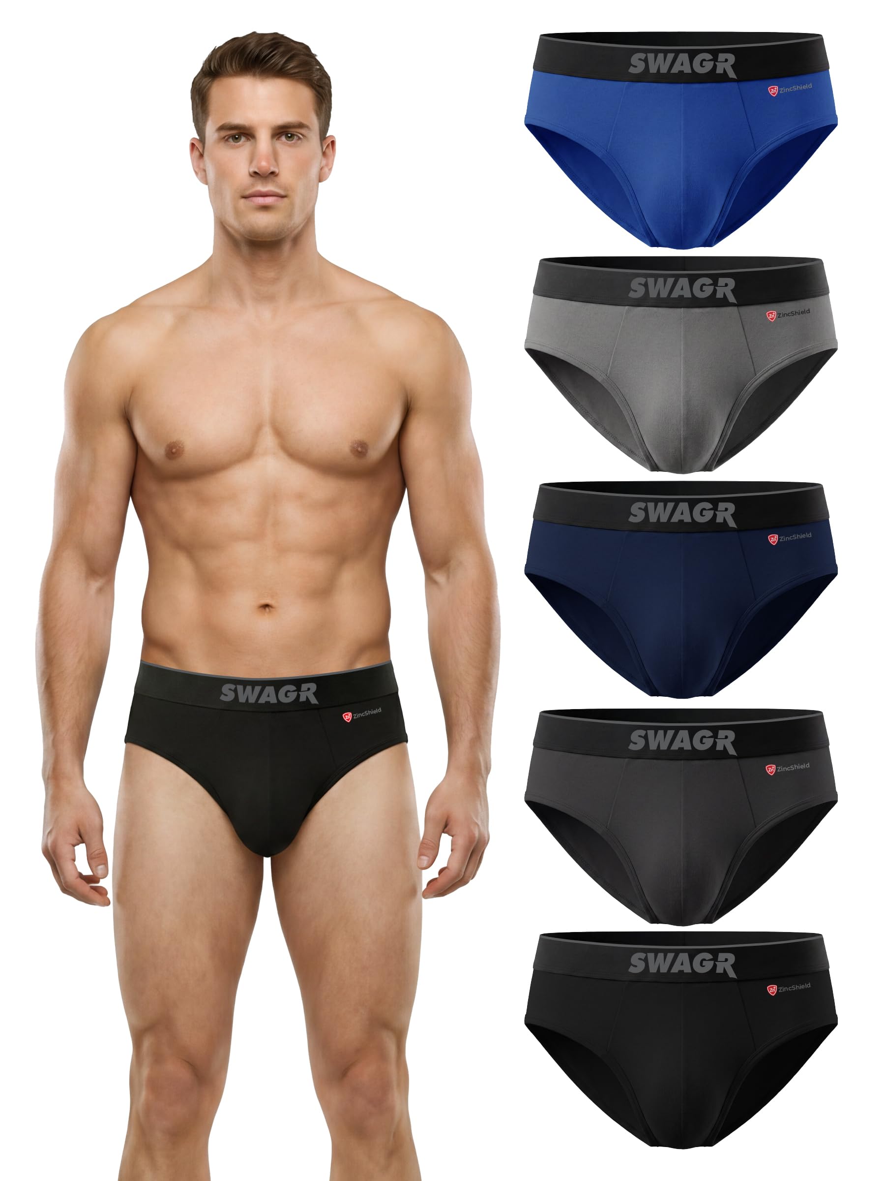 swagr 5 Pack Men's Super Combed Cotton Underwear Briefs | Classic TruComfort Fit | Powered by ZincShield Anti-Bacterial Tech | Aerflo Breathability | 4-Way FlexStretch | SOXCO Style SG03-picture-26