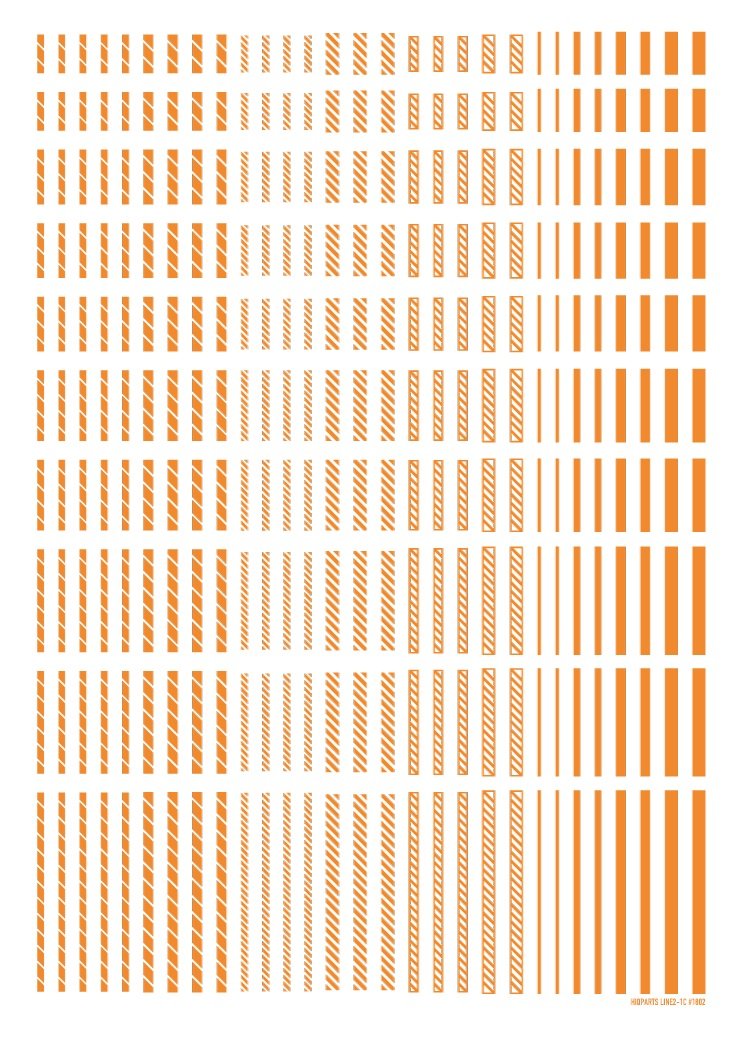 Haikyu Parts LINED02-ORE Line Decal 2, Orange, 1 Piece, Plastic