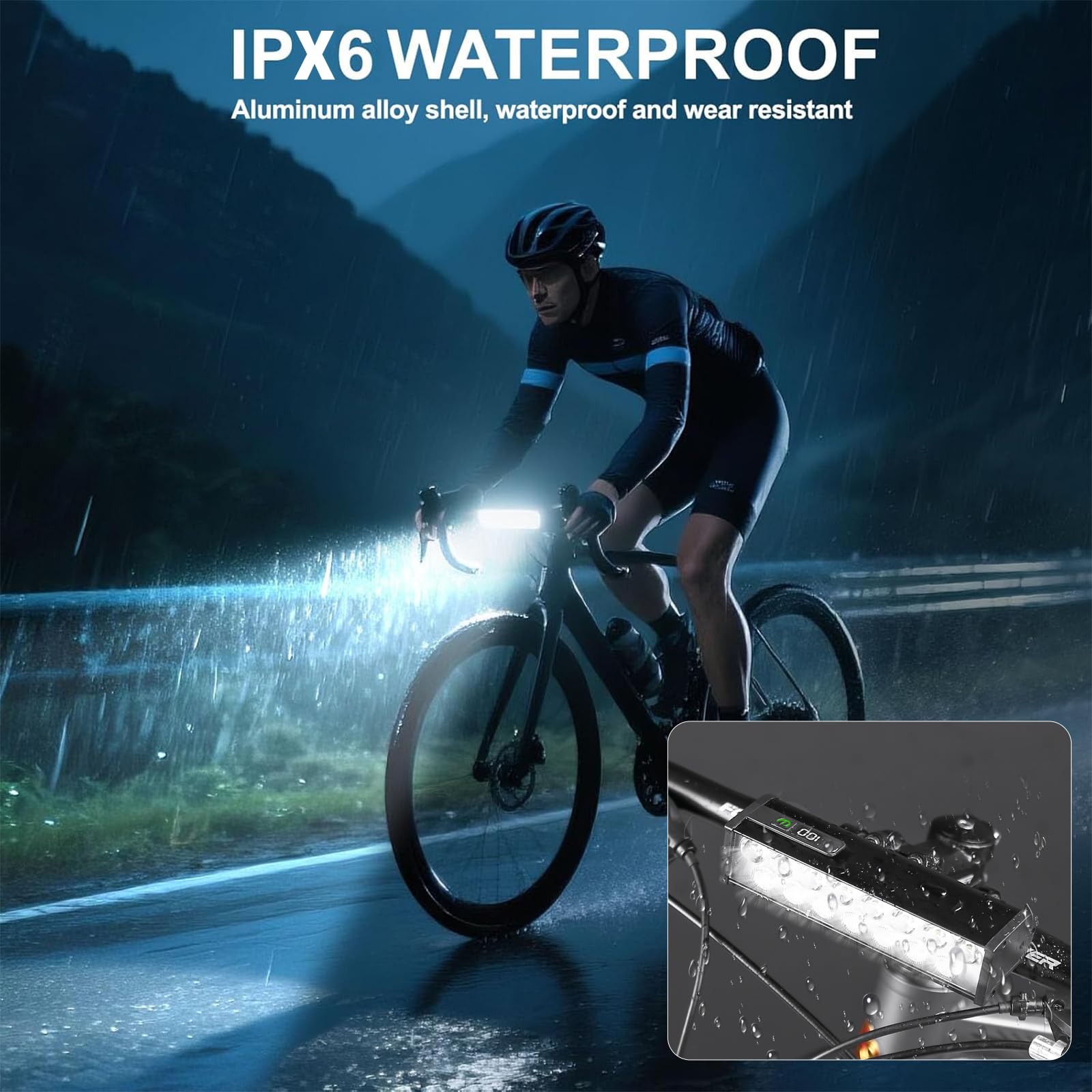 15 LED Lampen Fahrradlicht Vorne, 3500 Lumen, 8000mAh, Fahrradlampe mit LCD-Batteriestandsanzeige, IPX6 Wasserdicht Fahrrad Licht, StVZO Standard Fahrradbeleuchtung