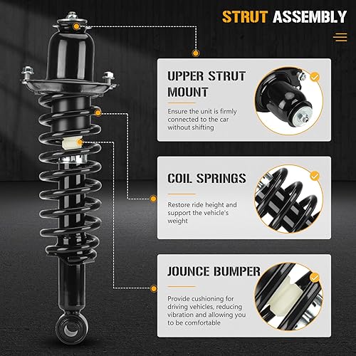 Miniatura 3 de Amortiguador de resorte completo trasero izquierdo y derecho para Pontiac Vibe FWD 2003-2008, se adapta a Toyota Corolla Matrix FWD 2003-2008