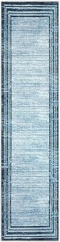 Miniatura 8 de Lahome Alfombra de pasillo moderna abstracta, lavable, color azul, de 2.5 x 10 pulgadas, antideslizante, para pasillos, 10 pies, alfombra de entrada