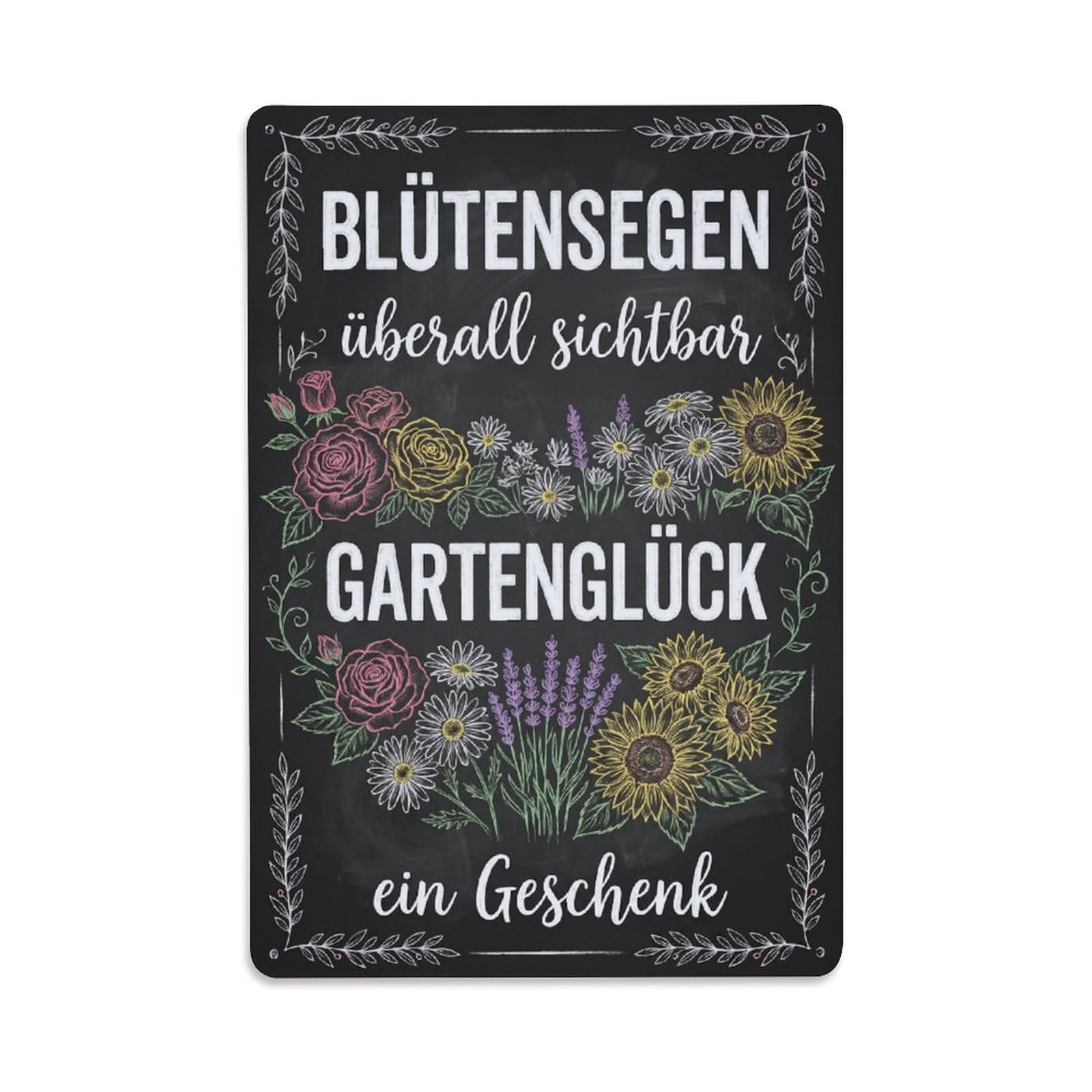 Chalkboard Bloom Blessing Gorgeous Graceful Metal Tin Sign Plaque Wall Decor for Cafe, Club Bar, Office, Garden Metal Poster 8x12Inch
