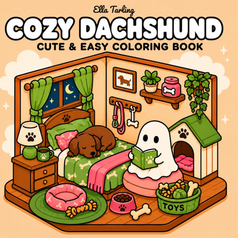 Cozy Dachshund Coloring Book: Bold & Easy Coloring Pages Featuring Adorable Dog Rooms, Cute Decor and Cozy Creative Fun (Cozy Animal Corners Coloring Series)
