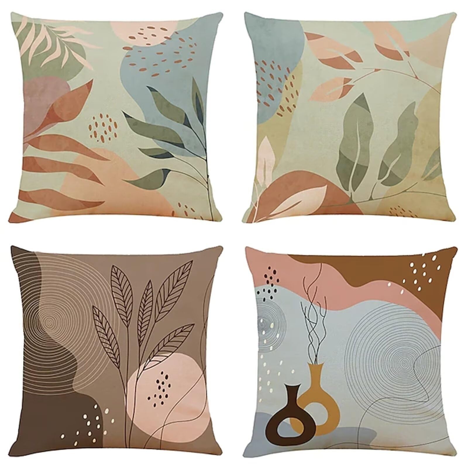 Housses de coussin décoratif feuilles minimalistes 45x45 pour lit et canapé