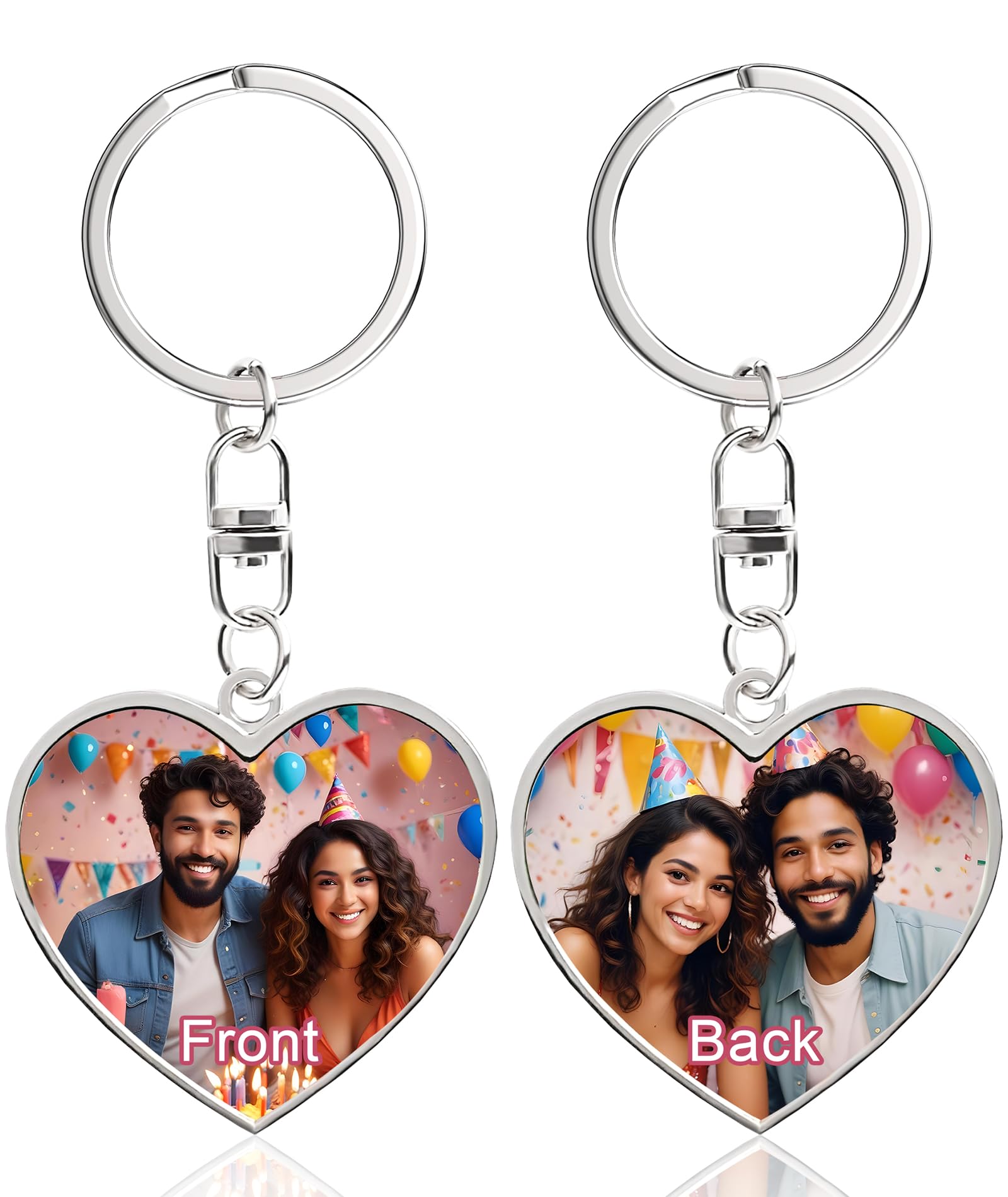 JONZINPersonalised Photo Keyring Printed Text Engraved Keepsakes Keyring Custom Keyring Quality Gifts for Women, Men, Dad, Mom, Couple, Birthday, Christmas, Valentine's Day Gifts