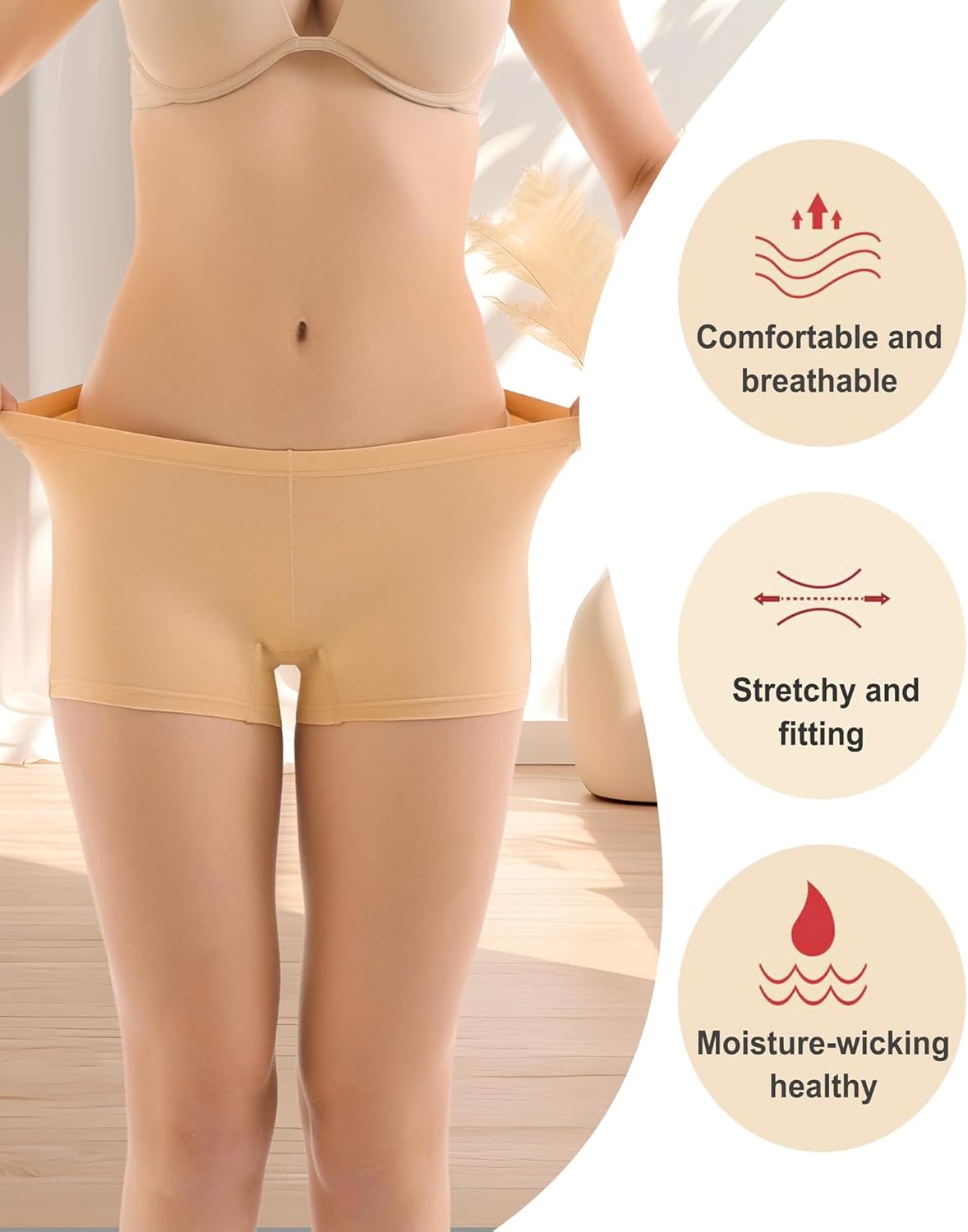 4 Pack Women's Cotton Boyshorts Panties Boxer Briefs for Ladies Full Coverage Underwear - Image 5