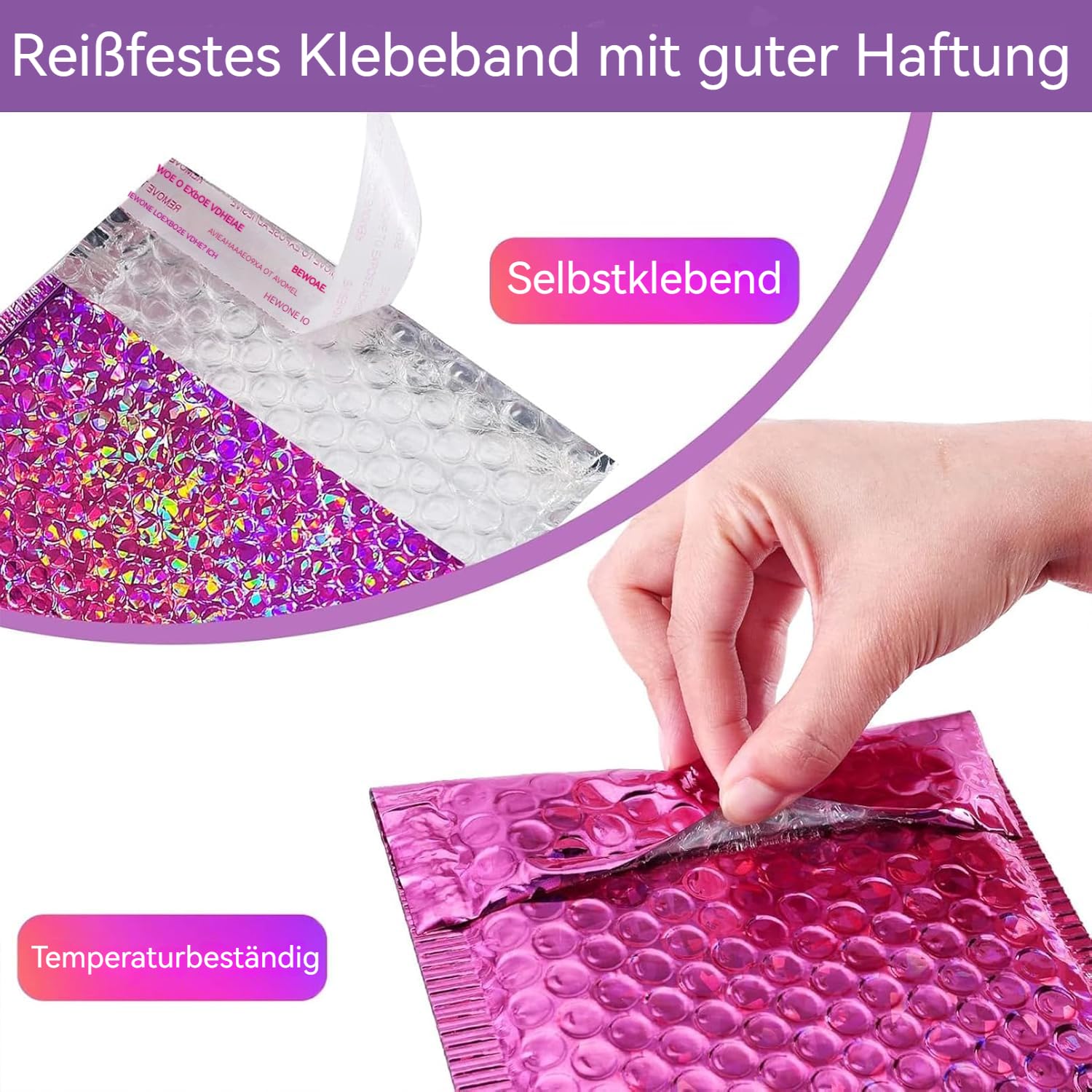 50 unidades Poly Bubble Mailer (rojo rosa)