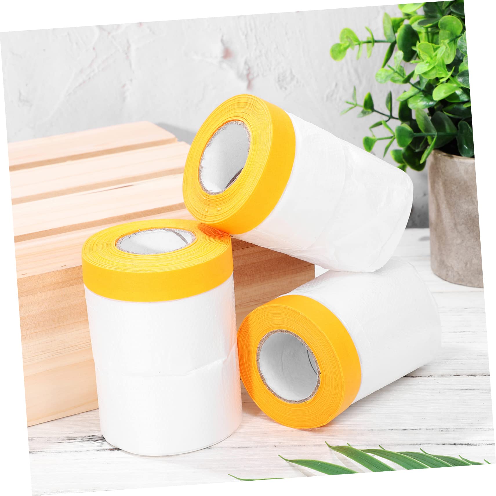 6 Rollen Abdeckbandfolie aus Maskierungspapier und Pe Folie zum Schutz von Möbeln und Büchern bei Restaurationsprojekten Selbstklebend und Transparent