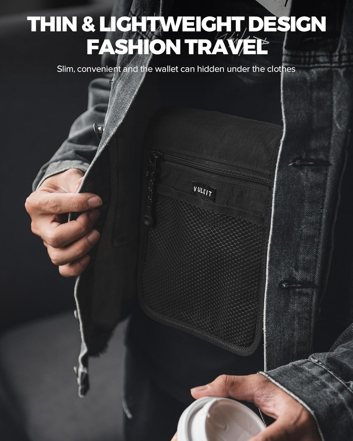 VULKIT Small Messenger Bag for Men, with Adjustable Strap Lightweight Crossbody or Shoulder Bag