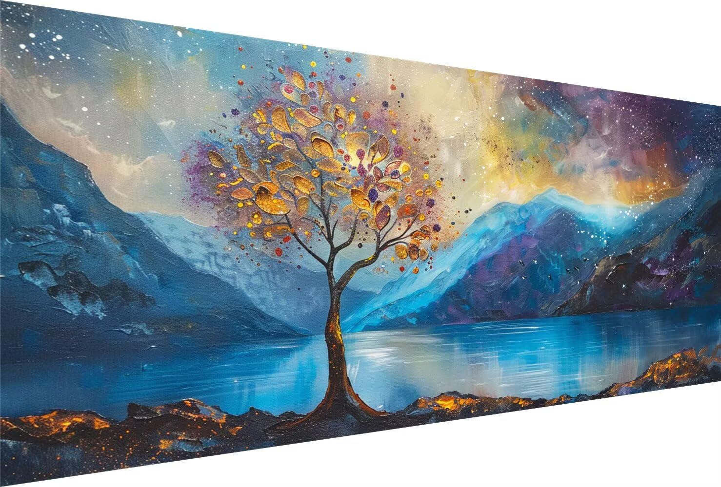 Diamond Painting Abstrakt Diamond Painting Erwachsene Baum Bastelset Kinder ab 6 Jahre Mosaikherstellung Kreatives Geschenke für Mädchen Anfänger, Diamant Strass Arts Craft Zimmer Deko 70x140cm Y5-949
