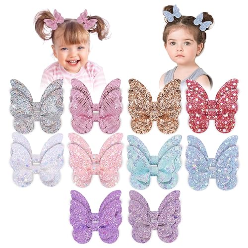 20 pinzas de mariposa con purpurina para niñas y adolescentes, pinzas antideslizantes de mariposa para niños, accesorios para el cabello