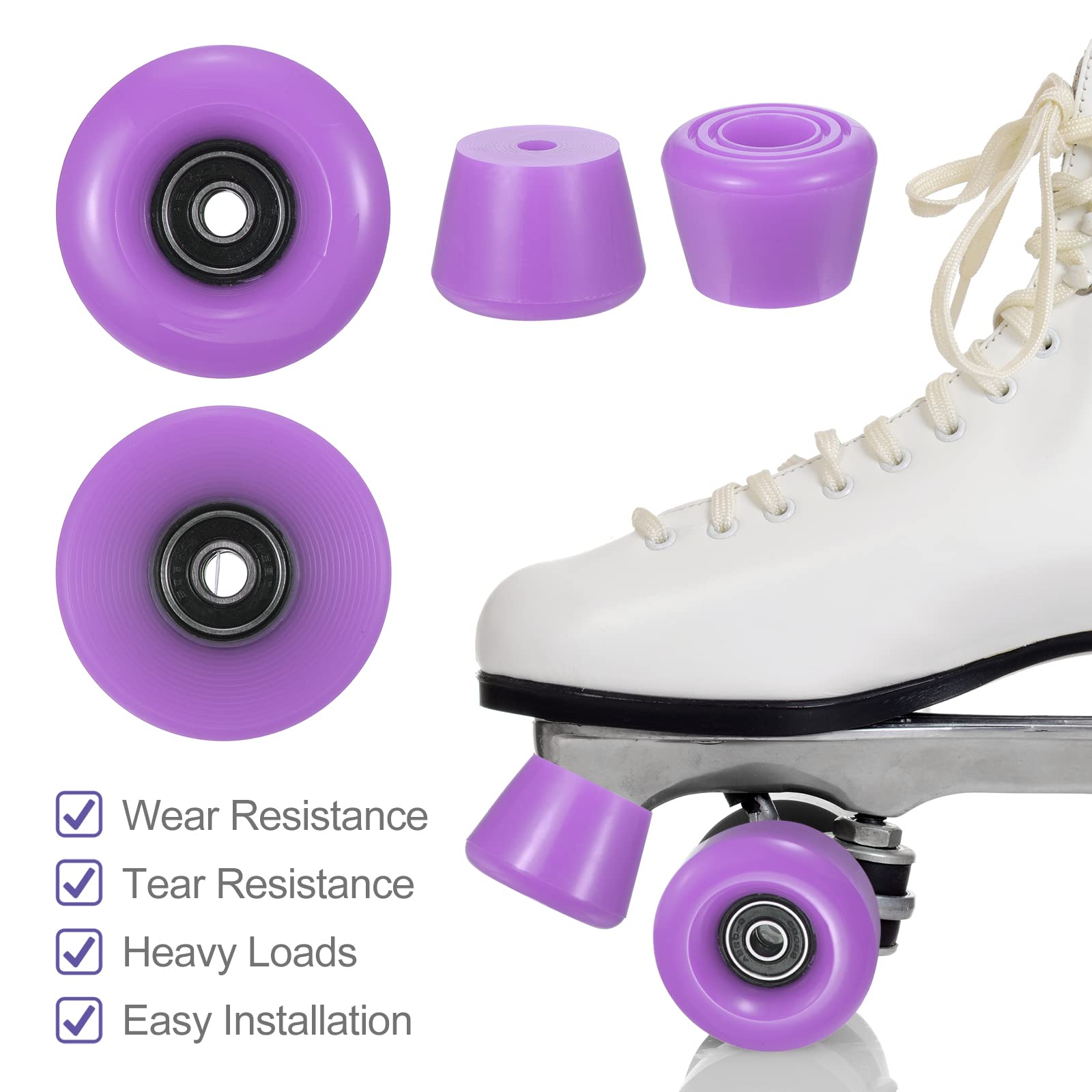 PATIKIL Patines Ruedas Juego, 58x32mm Patineta Ruedas con Rodamientos, Patineta Frenos Púrpura