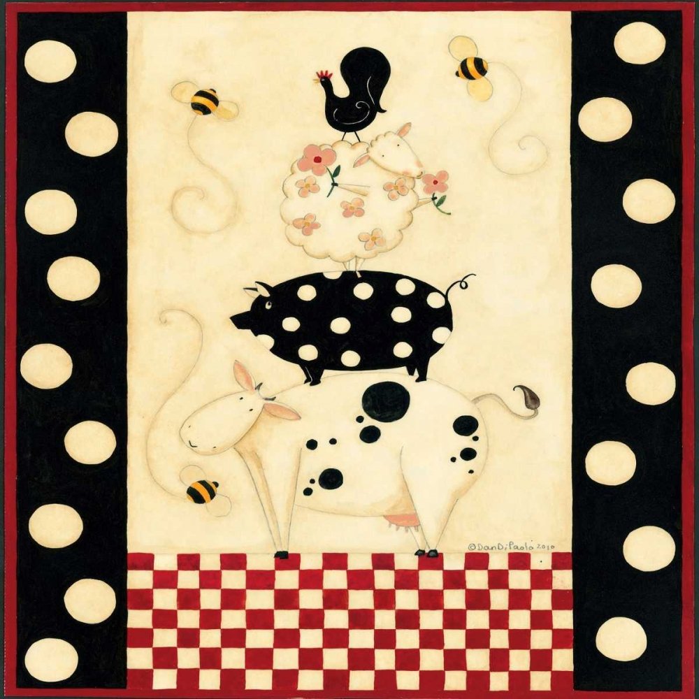 Leinwand, gerahmt, mit amerikanischer Box, Tierspaß, DiPaolo Dan – Weltkultur, quadratischer Kunstdruck, Neuheit, schwimmender Rahmen, 33 x 33 cm