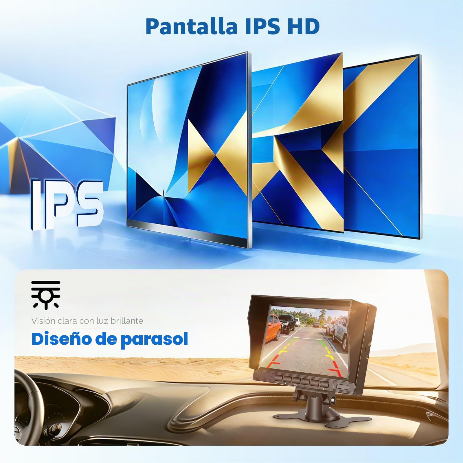 Hodozzy Cámara de Marcha Atrás Kit con 2 Cámaras, 1080P 7 Pulgadas 2 Split IPS Monitor con Cámara de Visión Trasera de Visión Nocturna y Impermeable IP69, Aviación Cable Cámara para Camión 12V 24V