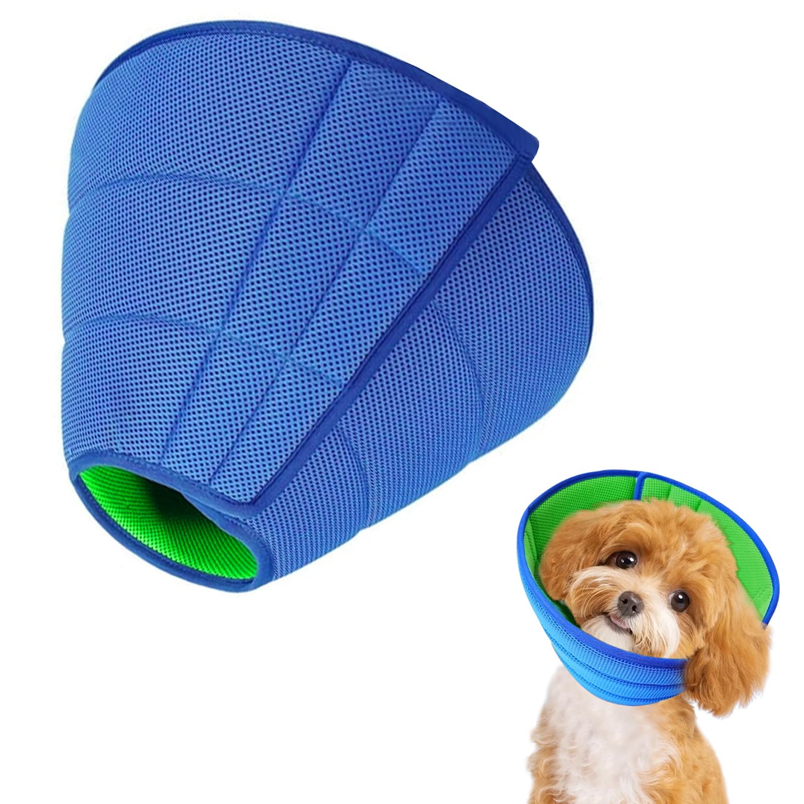 Small to Medium Dog Cone Collar,Soft Dog Cone Collar for Dogs After Surgery,Adjustable Neck Recovery Collar for Pets,Prevent Licking with Dogs Bath Brush for Small Pet with Soft Protect Edge (Blue, M)