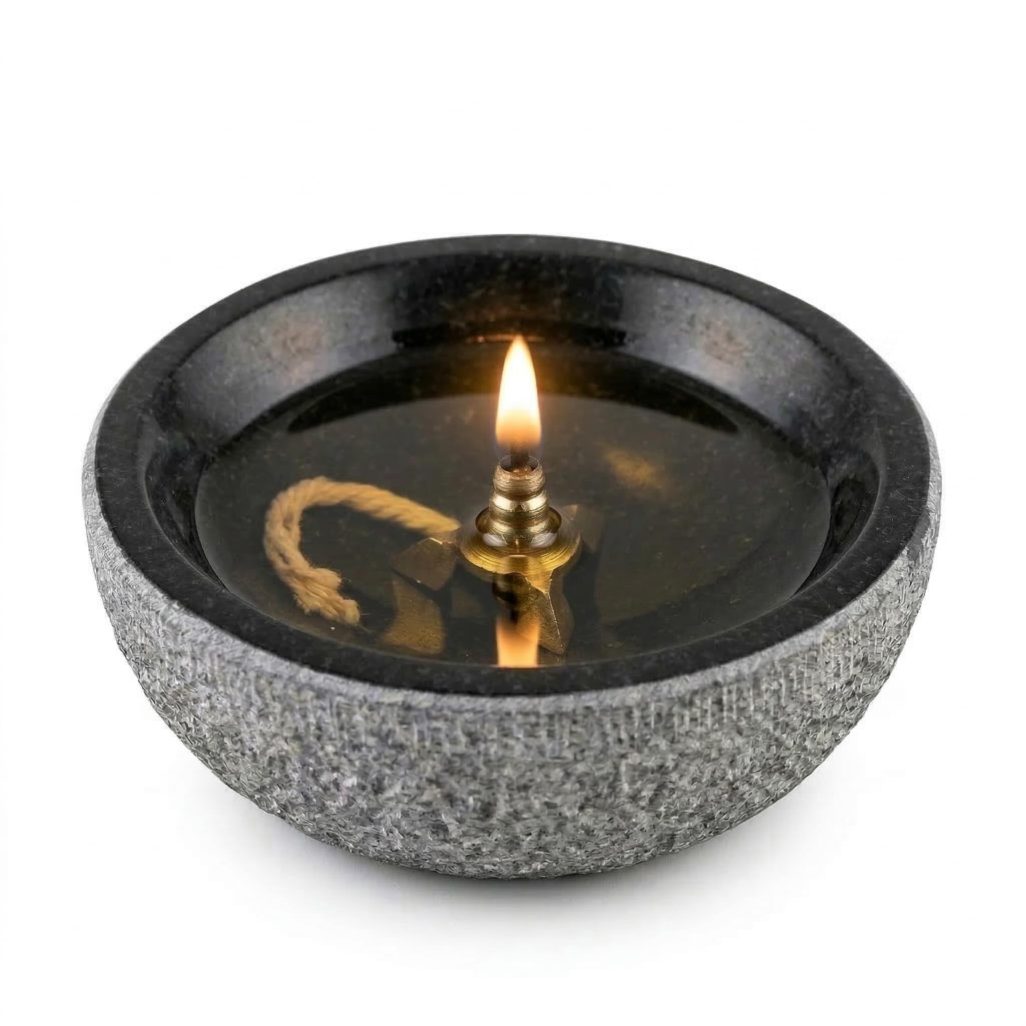 MYNAKSHA Granite Stone Diya, Heavy Duty Oil Lamp, Traditional Agal Vilakku for Pooja, Ideal for Diwali & Navratri Decorations - Black & Grey (4 inch)-image-39