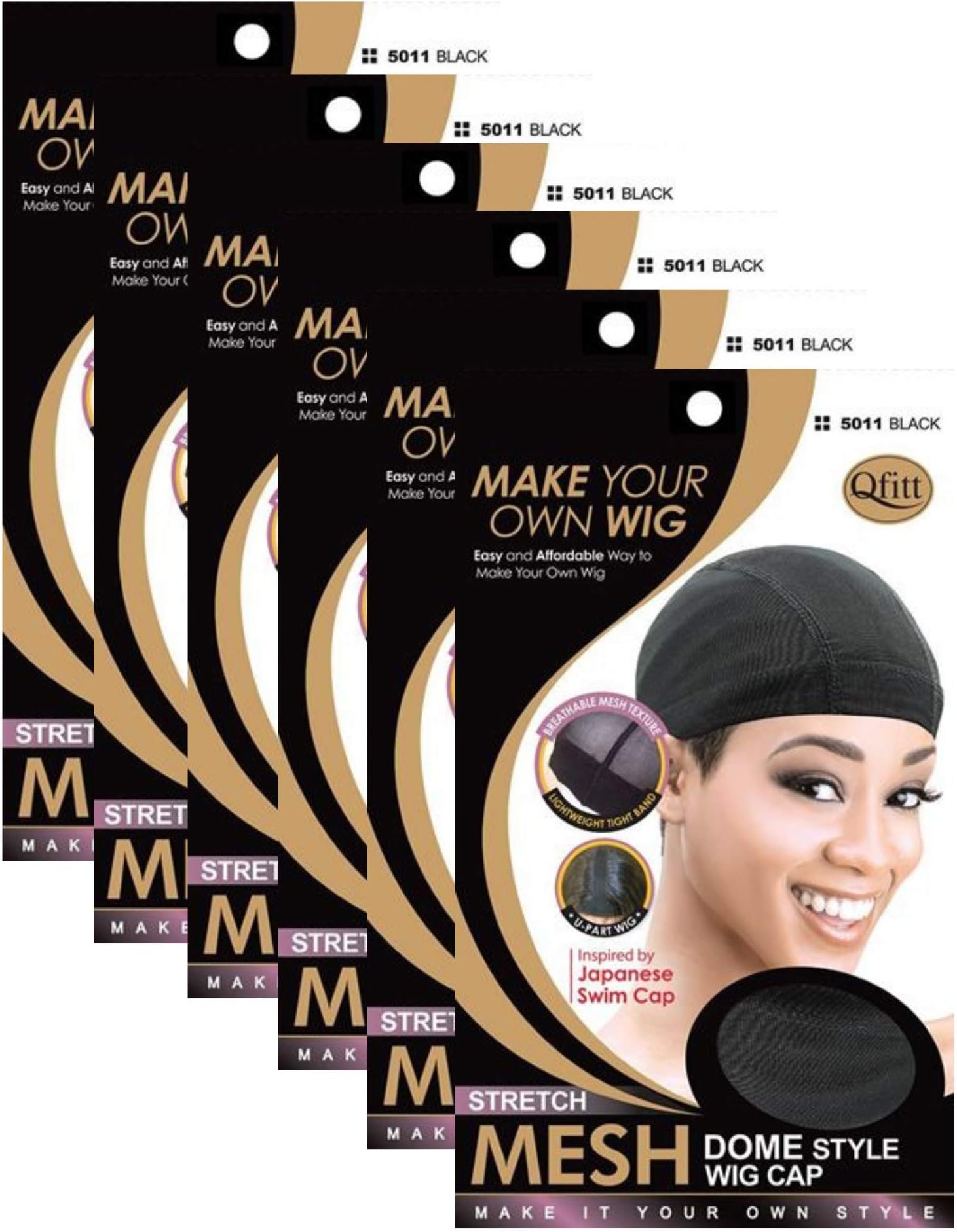 (6 Pack) Qfitt - Mesh Dome Style Wig Cap #5011