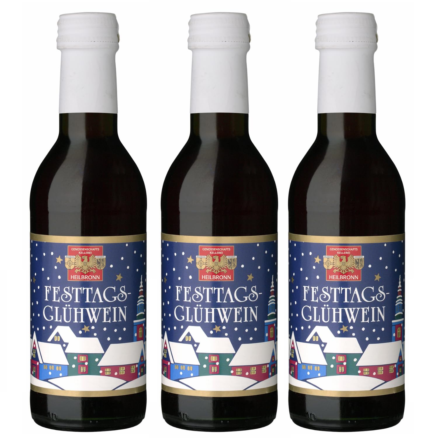 Württemberger Wein Heilbronner Festtagsglühwein kleine Flasche Inkl FeinWert E-Book (3 x 0,25l, Rot)