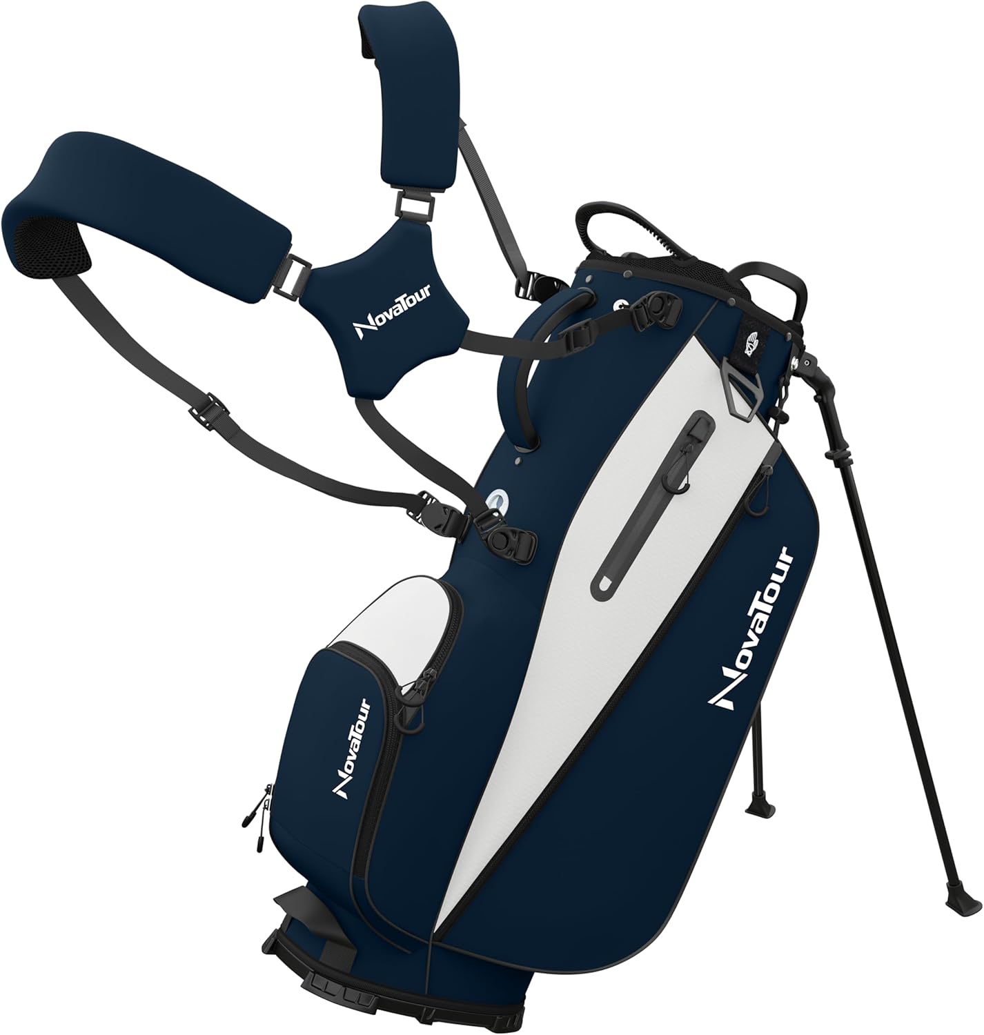 Golf Stand Bag - Lightweight Golf Bag with Stand and 7 Way Dividers, Dual Strap, Waterproof Pocket, Insulated Sleeve, Easy-Lift Handles and Swing-Cam Holder