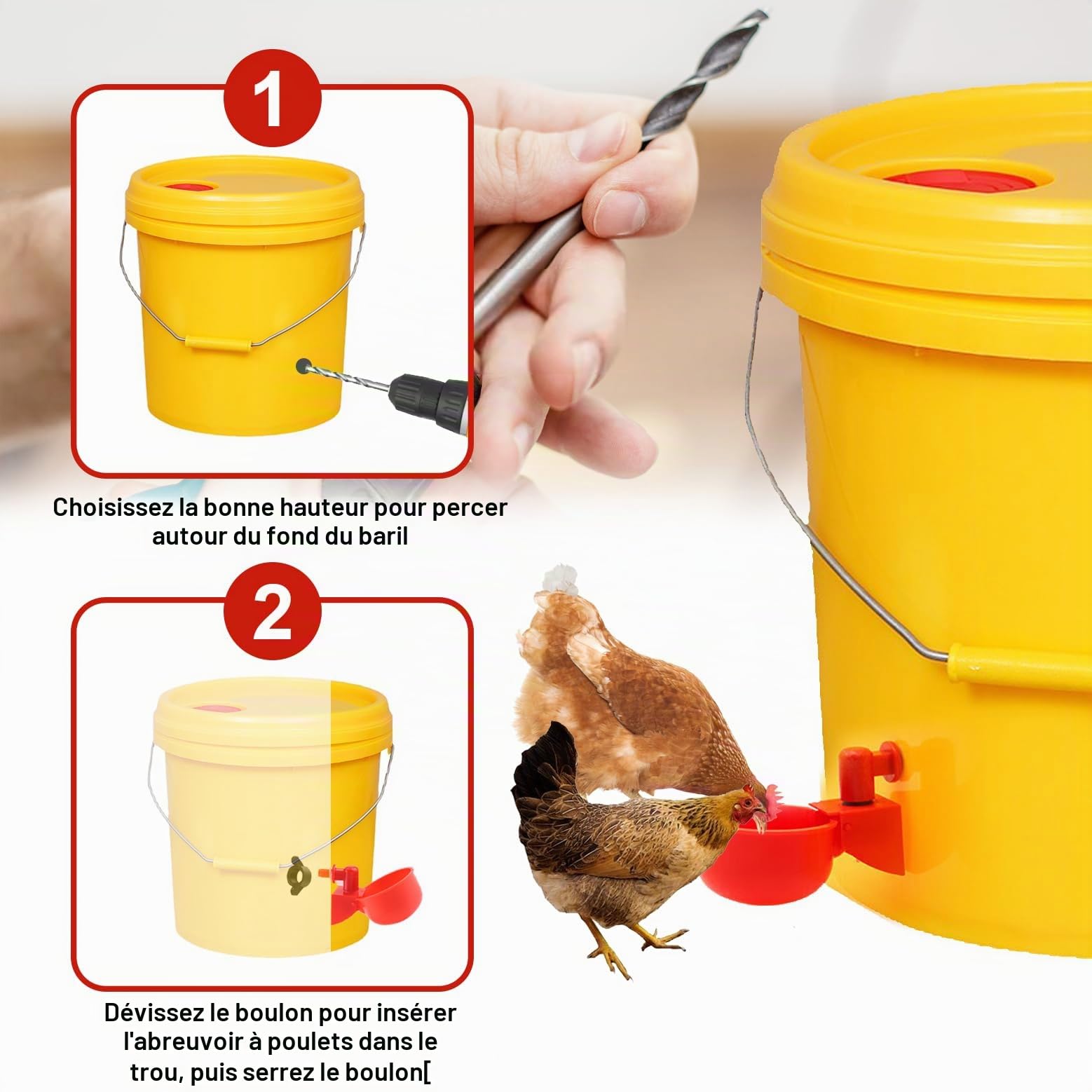 Abreuvoir Poules Automatique 6 Pièce Abreuvoir Volaille en Plastique | Breuvoir de Poulet Kit Volaille Automatique Abreuvoir pour Oiseau Caille Pigeon Poulet Poule