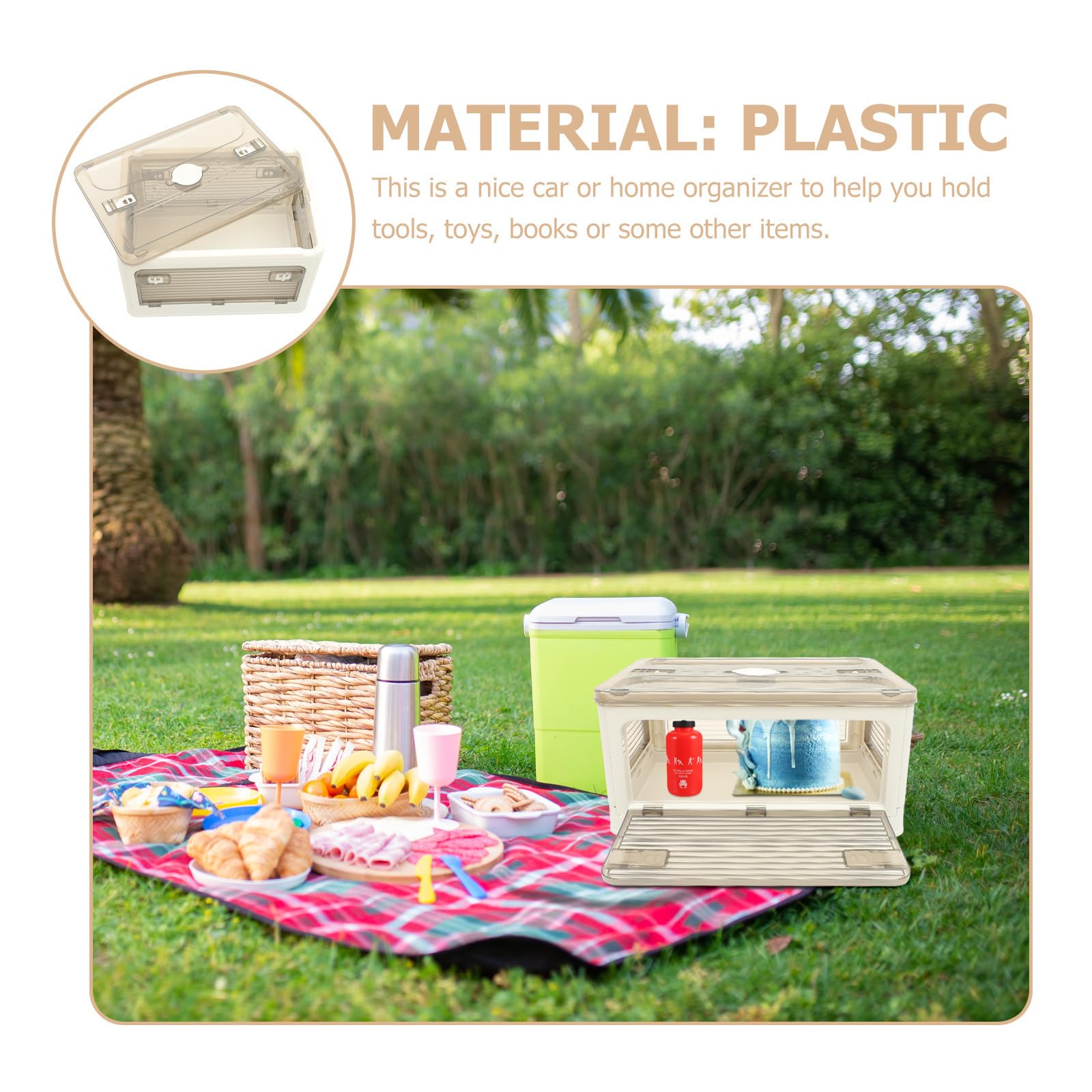 TOPBATHY Contenedor de Plástico Plegable para Baúl Tapa y Puerta Lateral