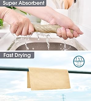 KitchLife Microfiber Cleaning Cloth Roll - Tear-Away Reusable Microfiber Paper Towels, Lint-Free, Washable, 20 Sheets for Kitchen, Car, Dishes, and Sensitive Surfaces (Wheat)