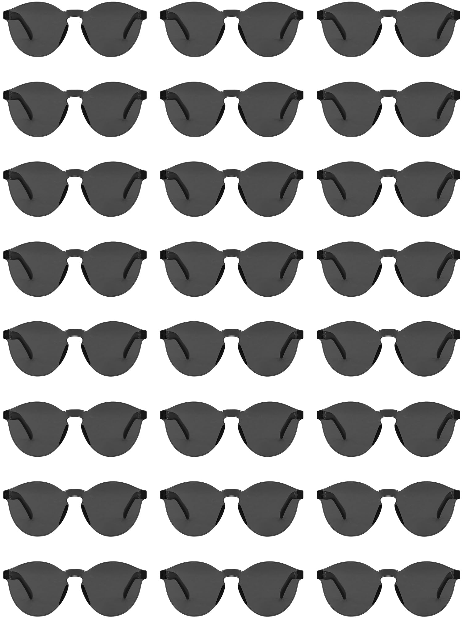 Hoteam 24 Pairs Rimless Round Sunglasses Bulk Tinted Party Sunglasses Transparent Candy Color Eyewear for Party
