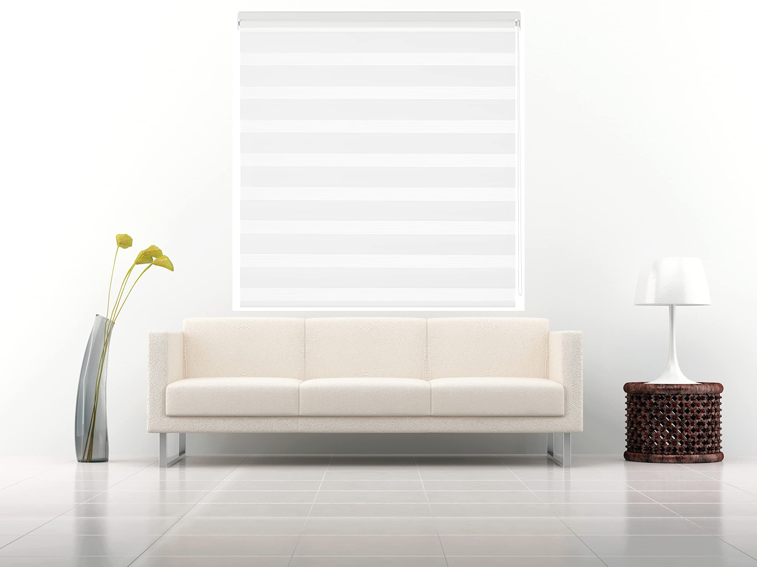 Estoralis | Vera | Tenda a Rullo Notte e Giorno | Doppio Tessuto Tinta Unita | Bianco Sporco | 170 x 255 cm (Larghezza/Altezza) Dimensione del Tessuto 167 x 250 cm. | Tende per finestre e Porte